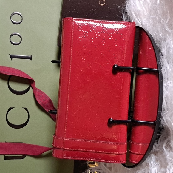 🔥🔥Gucci Guccissima Red Patent Leather Wallet - EUC - Picture 3 of 17